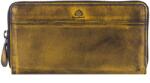 Greenburry Portofel dama piele naturala galben 19.5 x 10.5 x 2.5 cm, Destressed, Greenburry
