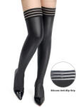 SuperLove Matte Look Faux Leather Striped Stockings 82089 Black XS-M