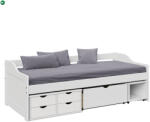  Ágy tárolóhellyel, fehér, tömörfa, 90x200, MAXI NEW