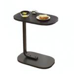  Masa de cafea laterala neagra cu structura metalica si blat din lemn, design tip C, pentru living si spatii comerciale (21015-19) Masa de cafea