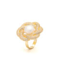 ElectraStore Inel Auriu Cu Perla Delicate Flower (C4868)