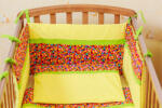 KidsDecor Protectie jumatate patut 60 x 120 cm maruntei rosii cu banda verde fond galben