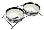 TRIXIE Set 2 Castroane Ceramice Cu Suport Metalic, 2x1, 6 l A 20 cm 41x10x20 cm, Alb Negru, 24642