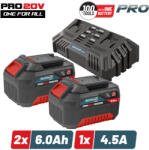 Bormann BBP9966 Set acumulator 20V, 2 baterii 6, 0Ah + încărcător dublu rapid 4, 5A (BBP9966)