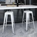 vidaXL Scaune de bar, 2 buc. , alb, otel GartenMobel Dekor (240925)