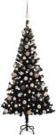 vidaXL Brad Craciun pre-iluminat cu set globuri, negru, 180 cm, PVC GartenMobel Dekor (3077590)
