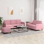 vidaXL Set de canapele, 3 piese, roz, catifea GartenMobel Dekor (3202027) Canapea