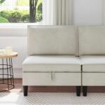 vidaXL Sofa cu Depozitare Crem Catifea GartenMobel Dekor (42027112) Canapea