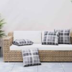 vidaXL Perne pentru exterior 4 pcs Gri în carouri 60 x 60 cm Tesatura GartenMobel Dekor (377798)