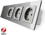 LIVOLO Intrerupator simplu ZigBee + Priza tripla LIVOLO ZigBee cu touch din sticla, Control de pe telefon SmartElectro IntelligentHouse (VL-C701Z/C7-C3EUZ-15)