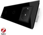 LIVOLO Intrerupator LIVOLO simplu+simplu ZigBee cu touch si priza din sticla ZigBee, Control de pe telefon SmartElectro IntelligentHouse (VL-C701Z/C701Z/C7-C1EUZ-12)