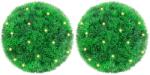 vidaXL Mingi artificiale din lemn de cimis cu lumini LED 2 buc Verde GartenMobel Dekor (3335905)