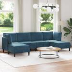 vidaXL Set de mobilier pentru living cu perna 6 pcs albastru Catifea GartenMobel Dekor (3413772)