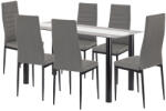 Leziter Set de dining Leziter Denton 6+1 cu masa din sticla, gri-negru, 140x80 cm (LUA140B_DA258GB_6)
