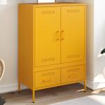 vidaXL Dulap înalt, galben mustar, 68x39x101, 5cm, otel laminat la rece GartenMobel Dekor (843111) Comoda