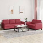 vidaXL Set de canapele cu perne, 2 piese, rosu vin, piele ecologica GartenMobel Dekor (3201763) Canapea