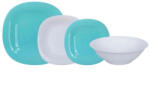 Luminarc Set de masa Luminarc Carine, 19 piese din sticla opal, Turquoise & White (28380) Serviciu de masa