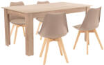 Leziter Set masa cu 4 scaune Leziter Lola 4+1, bej & stejar Sonoma, 160x90 cm (LYET160ST_DA232ABE_4)