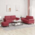 vidaXL Set de canapele cu perne, 3 piese, rosu vin, piele ecologica GartenMobel Dekor (3202158) Canapea