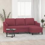 vidaXL Canapea cu 3 locuri si taburet, rosu vin, 180 cm, textil GartenMobel Dekor (3201141) Canapea