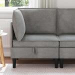 vidaXL Sofa cu Depozitare Gri deschis Catifea GartenMobel Dekor (42027077) Canapea