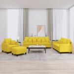 vidaXL Set de canapele cu perne, 4 piese, galben deschis, textil GartenMobel Dekor (3201645) Canapea