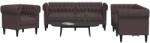 vidaXL Set canapele, 3 piese, maro închis, material textil GartenMobel Dekor (3209194) Canapea