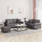 vidaXL Set de canapele cu perne, 3 piese, gri, piele ecologica GartenMobel Dekor (3202167) Canapea