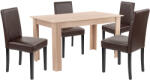 Leziter Set masa cu 4 scaune Leziter Leon, stejar Sonoma-maro, 140x80 cm (LYET140ST_LKE-BR_4)