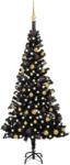 vidaXL Brad Craciun pre-iluminat cu set globuri, negru, 180 cm, PVC GartenMobel Dekor (3077504)