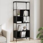 vidaXL Biblioteca cu 5 niveluri, negru, 76x33x188, 5 cm, lemn prelucrat GartenMobel Dekor (839003) Biblioteca