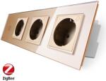 LIVOLO Intrerupator simplu ZigBee + Priza tripla LIVOLO ZigBee cu touch din sticla, Control de pe telefon SmartElectro IntelligentHouse (VL-C701Z/C7-C3EUZ-13)