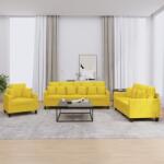 vidaXL Set de canapele cu perne, 3 piese, galben deschis, textil GartenMobel Dekor (3201637) Canapea