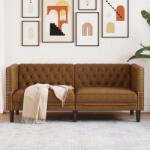 vidaXL Canapea Chesterfield cu 2 locuri maro piele întoarsa ecologica GartenMobel Dekor (372665) Canapea