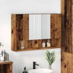 vidaXL Dulap cu oglinda pentru baie cu usa Lemn vechi 80 x 17 x 55 cm GartenMobel Dekor (883362)