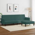 vidaXL Canapea extensibila cu taburet, 2 locuri, verde închis, catifea GartenMobel Dekor (3216238) Canapea