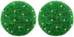vidaXL Mingi artificiale din lemn de cimis cu lumini LED 2 buc Verde GartenMobel Dekor (3335909)