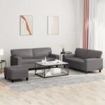 vidaXL Set de canapele, 3 piese, gri, piele ecologica GartenMobel Dekor (3201921) Canapea