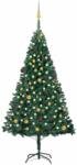 vidaXL Brad de Craciun pre-iluminat cu set globuri, verde, 210 cm, PVC GartenMobel Dekor (3077537)