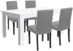 Leziter Set de masa Leziter Leon alb-gri cu 4 scaune, masa 160x90 cm (LYET160F_LKE-GR_4)