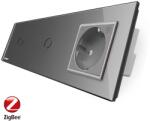 LIVOLO Intrerupator LIVOLO simplu+simplu ZigBee cu touch si priza din sticla ZigBee, Control de pe telefon SmartElectro IntelligentHouse (VL-C701Z/C701Z/C7-C1EUZ-15)
