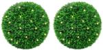 vidaXL Mingi artificiale din lemn de cimis cu lumini LED 2 buc Verde GartenMobel Dekor (3335903)