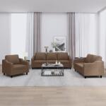 vidaXL Set de canapele cu perne, 3 piese, maro, textil GartenMobel Dekor (3201773) Canapea