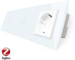 LIVOLO Intrerupator LIVOLO simplu+simplu ZigBee cu touch si priza din sticla ZigBee, Control de pe telefon SmartElectro IntelligentHouse (VL-C701Z/C701Z/C7-C1EUZ-11)