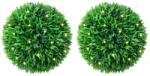 vidaXL Mingi artificiale din lemn de cimis cu lumini LED 2 buc Verde GartenMobel Dekor (3335901)