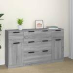 vidaXL Set servanta, 3 piese, gri sonoma, lemn prelucrat GartenMobel Dekor (3115826) Comoda