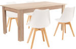 Leziter Set masa cu 4 scaune Leziter Lola 4+1, alb si stejar Sonoma, 160x90 cm (LYET160ST_DA232AW_4)