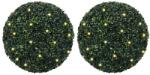 vidaXL Mingi artificiale din lemn de cimis cu lumini LED 2 buc Verde GartenMobel Dekor (3335897)