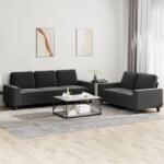 vidaXL Set de canapele, 2 piese, negru, material textil GartenMobel Dekor (3201902) Canapea