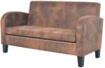 vidaXL Canapea cu 2 locuri, velur artificial, maro GartenMobel Dekor (245585) Canapea